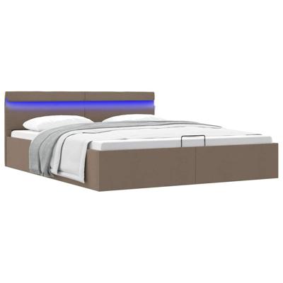 Bedframe met hydraulische opslag en LED stof taupe 160x200 cm