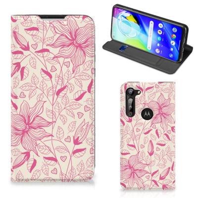 Motorola Moto G8 Power Smart Cover Pink Flowers Motorola Moto G8 Power Smart Cover Pink Flowers