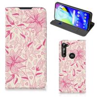 Motorola Moto G8 Power Smart Cover Pink Flowers - thumbnail