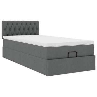 Ottoman bed met matras en LED's 160x200cm stof donkergrijs