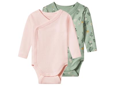 lupilu Set van 2 baby rompers (Roze/groen, 86/92)