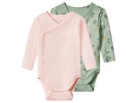 lupilu Set van 2 baby rompers (Roze/groen, 86/92) - thumbnail