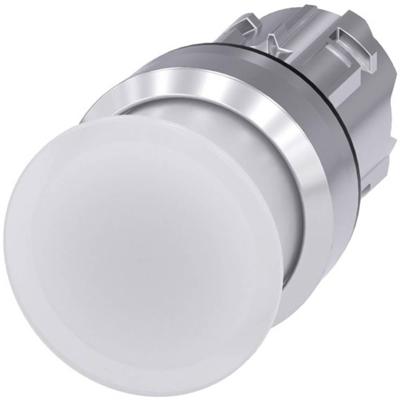 Siemens 3SU10511AD600AA0 3SU1051-1AD60-0AA0 Paddenstoelknop Metalen frontring, Hoogglans Knop Zilver, Wit 1 stuk(s)