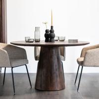 Eleonora Ronde Eettafel 'Aron' Mangohout, kleur Bruin, 130cm - thumbnail