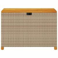 Tuinbox 110x55x63 cm poly rattan en acaciahout beige - thumbnail