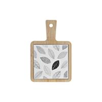 Snackdienblad DKD Home Decor Wit/Zwart Bamboe Keramiek Lakens Cottage 18 x 12 x 1 cm - thumbnail