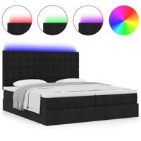 Ottoman bed met matrassen en LED's 180x200cm stof zwart - thumbnail