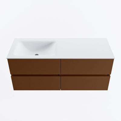 MONDIAZ VICA 120cm badmeubel onderkast Rust 4 lades. Wastafel CLOUD links zonder kraangat, kleur Talc.