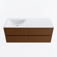 MONDIAZ VICA 120cm badmeubel onderkast Rust 4 lades. Wastafel CLOUD links zonder kraangat, kleur Talc. - thumbnail