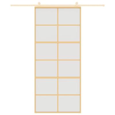 VidaXL Schuifdeur 90x205 cm mat esg-glas en aluminium goudkleurig