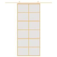 VidaXL Schuifdeur 90x205 cm mat esg-glas en aluminium goudkleurig - thumbnail
