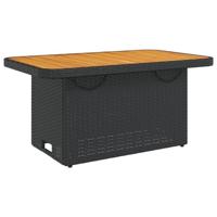 Tuintafel 90x55x71 cm poly rattan en massief acaciahout zwart - thumbnail
