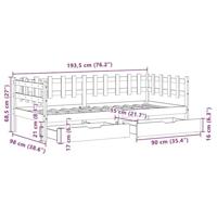 Slaapbank met lades 90x190 cm massief grenenhout wit - thumbnail