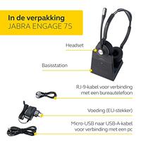 Jabra Engage 75 On-Ear Dect Stereo Headset - Skype for Business gecertificeerde draadloze hoofdtelefoon met ruisonderdrukking voor tafeltelefoons en softphones - zwart - EU-versie - thumbnail