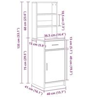 Highboard met lade Zwart eiken 40 x 40,5 x 135 cm Bewerkt hout - thumbnail