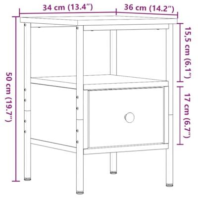 Nachtkastjes 2 st 34x36x50cm bewerkt hout artisanaal eikenkleur Nachtkastjes 2 st 34x36x50cm bewerkt hout artisanaal eikenkleur
