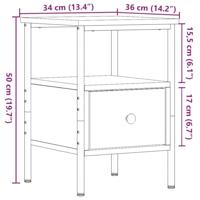 Nachtkastjes 2 st 34x36x50cm bewerkt hout artisanaal eikenkleur - thumbnail