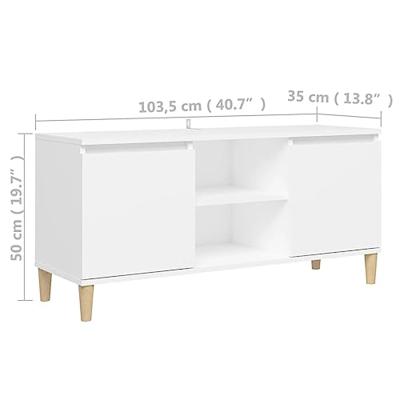Tv-meubel met massief houten poten 103,5x35x50 cm wit