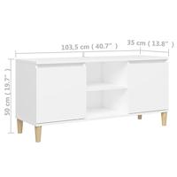 Tv-meubel met massief houten poten 103,5x35x50 cm wit - thumbnail