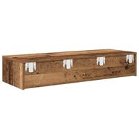 Wandschap met lades 100x36x19 cm bewerkt hout oud houtkleurig - thumbnail