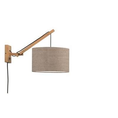 GOOD&MOJO Wandlamp 'Andes' Small, Bamboe en Eco linnen, kleur Donkerbeige/Naturel