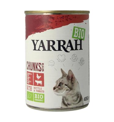 Yarrah natvoer kat blik chunks bio kip & rund 405gr