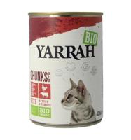 Yarrah natvoer kat blik chunks bio kip & rund 405gr - thumbnail