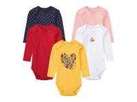 lupilu 5 rompertjes (62/68, Wit/geel/rood/roze/marine) - thumbnail