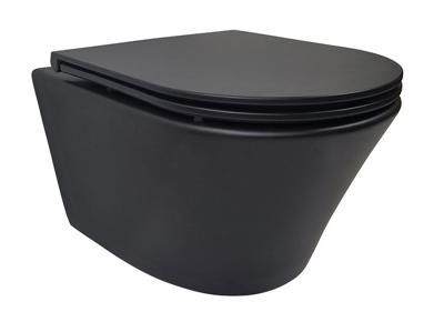 Wiesbaden Vesta Rimless Wandcloset Mat Zwart Met Flatline Toiletzitting Softclose En Quick Release Mat Zwart