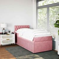 Boxspring met matras fluweel roze 100x200 cm - thumbnail