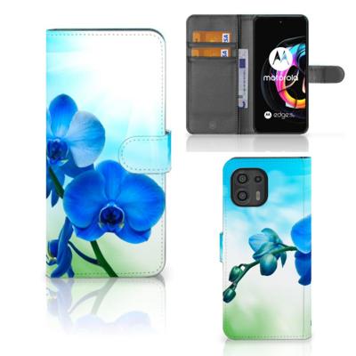 Motorola Edge 20 Lite Hoesje Orchidee Blauw - Cadeau voor je Moeder Motorola Edge 20 Lite Hoesje Orchidee Blauw - Cadeau voor je Moeder