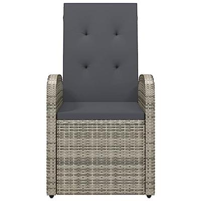 Tuinstoelen verstelbaar 2 st met kussens poly rattan grijs Tuinstoelen verstelbaar 2 st met kussens poly rattan grijs