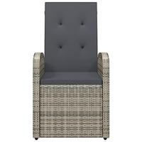 Tuinstoelen verstelbaar 2 st met kussens poly rattan grijs - thumbnail