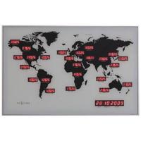 NeXtime NE-2897 Wandklok 55 X 36 Cm, Alu, World Time Digit - thumbnail