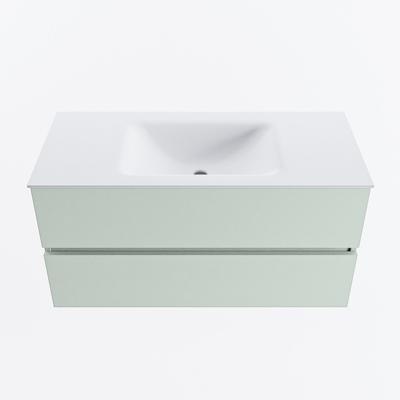 MONDIAZ VICA 100cm badmeubel onderkast Greey 2 lades. Wastafel CLOUD midden 1 kraangat, kleur Talc.