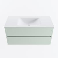 MONDIAZ VICA 100cm badmeubel onderkast Greey 2 lades. Wastafel CLOUD midden 1 kraangat, kleur Talc. - thumbnail