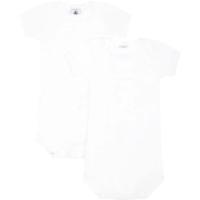 Set van 2 rompertjes met US-opening en korte mouwen in biokatoen PETIT BATEAU wit - thumbnail