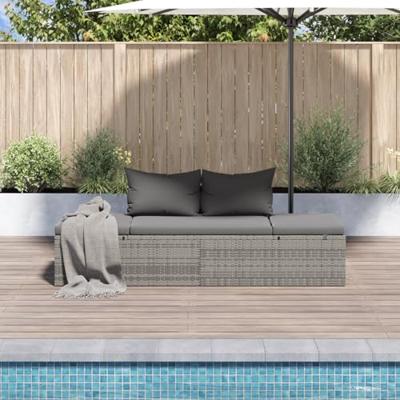 vidaXL Tuinbed 195x60 cm poly rattan grijs