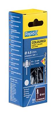 Rapid Blindklinknagels Wit | Ø4 x 10 mm | Incl. Boor | 50 Stuks - 5001463 Rapid Blindklinknagels Wit | Ø4 x 10 mm | Incl. Boor | 50 Stuks - 5001463