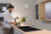 Hansgrohe Metris Select M71 ééngreeps keukenmengkraan 240 met uittrekbare vuistdouche en sBox, 2 straalsoorten, rvs look - thumbnail