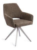 Jesper Home Yanai eetkamerstoel Checked Chestnut turn steel - thumbnail