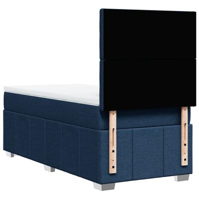 Boxspring met matras stof blauw 90x190 cm - thumbnail