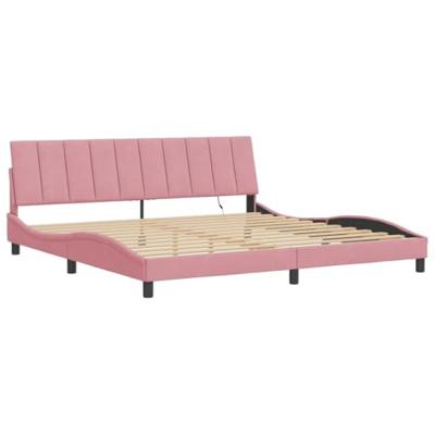 Bedframe met LED-verlichting fluweel roze 200x200 cm