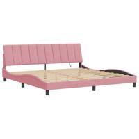 Bedframe met LED-verlichting fluweel roze 200x200 cm - thumbnail