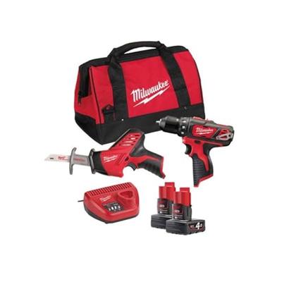 Milwaukee M12 BPP2C-402B PowerPack (C12 HZ + M12 BDD + 2 x 4,0 Ah accu + 60 min. lader + contractor bag) - 4933441230
