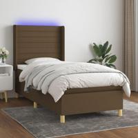 Boxspring met matras en LED stof donkerbruin 90x190 cm - thumbnail