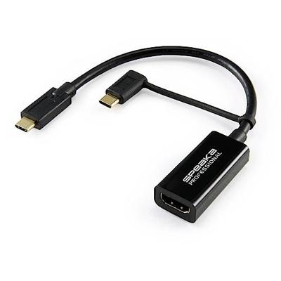 SpeaKa Professional SP-9015340 HDMI Adapterkabel [1x HDMI-bus - 1x USB-C stekker] Zwart Afscherming gevlochten 15.00 cm
