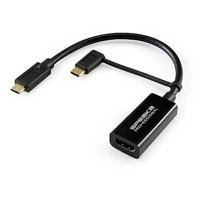 SpeaKa Professional SP-9015340 HDMI Adapterkabel [1x HDMI-bus - 1x USB-C stekker] Zwart Afscherming gevlochten 15.00 cm - thumbnail
