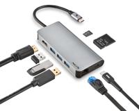 NGS WONDER DOCK 8 – 8-in-1 USB-C-hub, adapter met meerdere poorten (USB 3.0, USB-C met PD-laden, HDMI, SD/TF-kaartlezer en LAN - RJ45) Compatibel met USB-C-apparaten - thumbnail