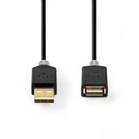 Nedis CCBW60010AT30 Usb-kabel Usb 2.0 Usb-a Male Usb-a Female 480 Mbps Verguld 3.00 M Rond Pvc Antraciet Doos - thumbnail